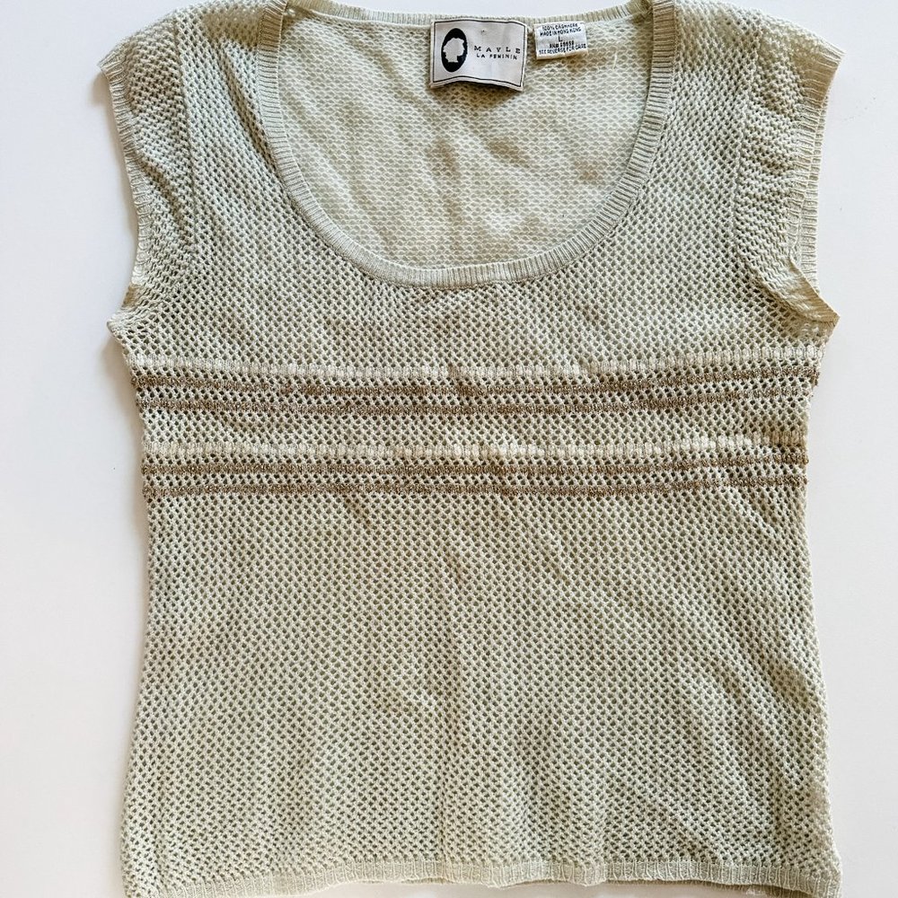 MAYLE la Feminin Cashmere Cap Sleeve Knit Top - Picture 2 of 5